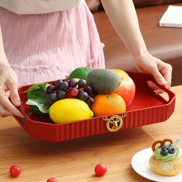 Serving Tray with Handles Set of 2 Plastic Stackable Food Traysundefined On Sale Bed Bath Beyond 37652805
